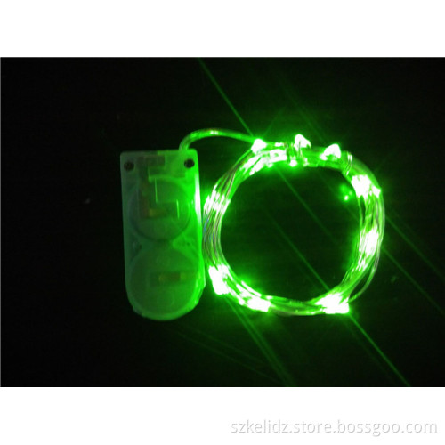Mini Festival Button Battery Operated Copper Wire String Green Light For Bottle Decoration